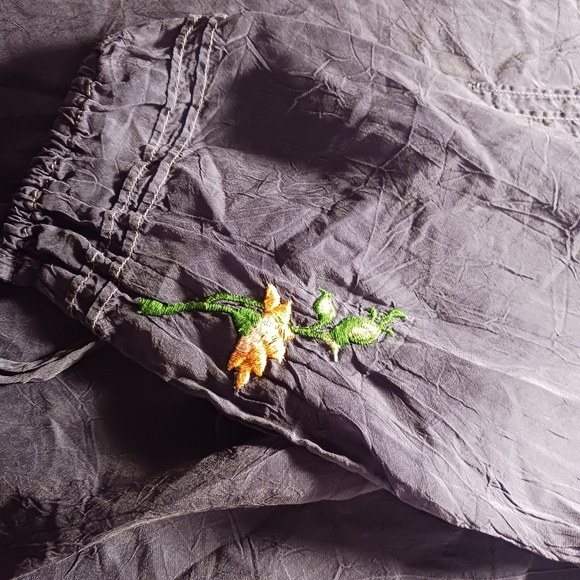 Johnny Was Rose Embroidered Dress Ladies XS Romantic Silky Blue Boho Oversized - Picture 8 of 9